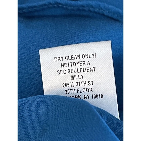 MILLY Size 6 Blue Trumpet Flare Sleeve Button Front Silk Blouse - Picture 7 of 7